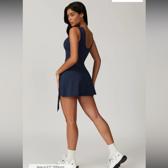 Navy Tennis-Style Wrap Dress – Size Small Scoop Back Athletic Mini - Picture 2 of 5